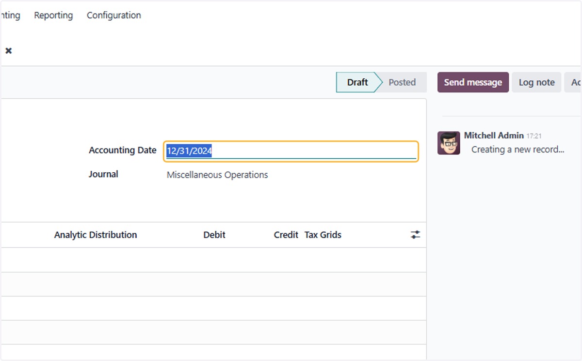 Click on Accounting Date