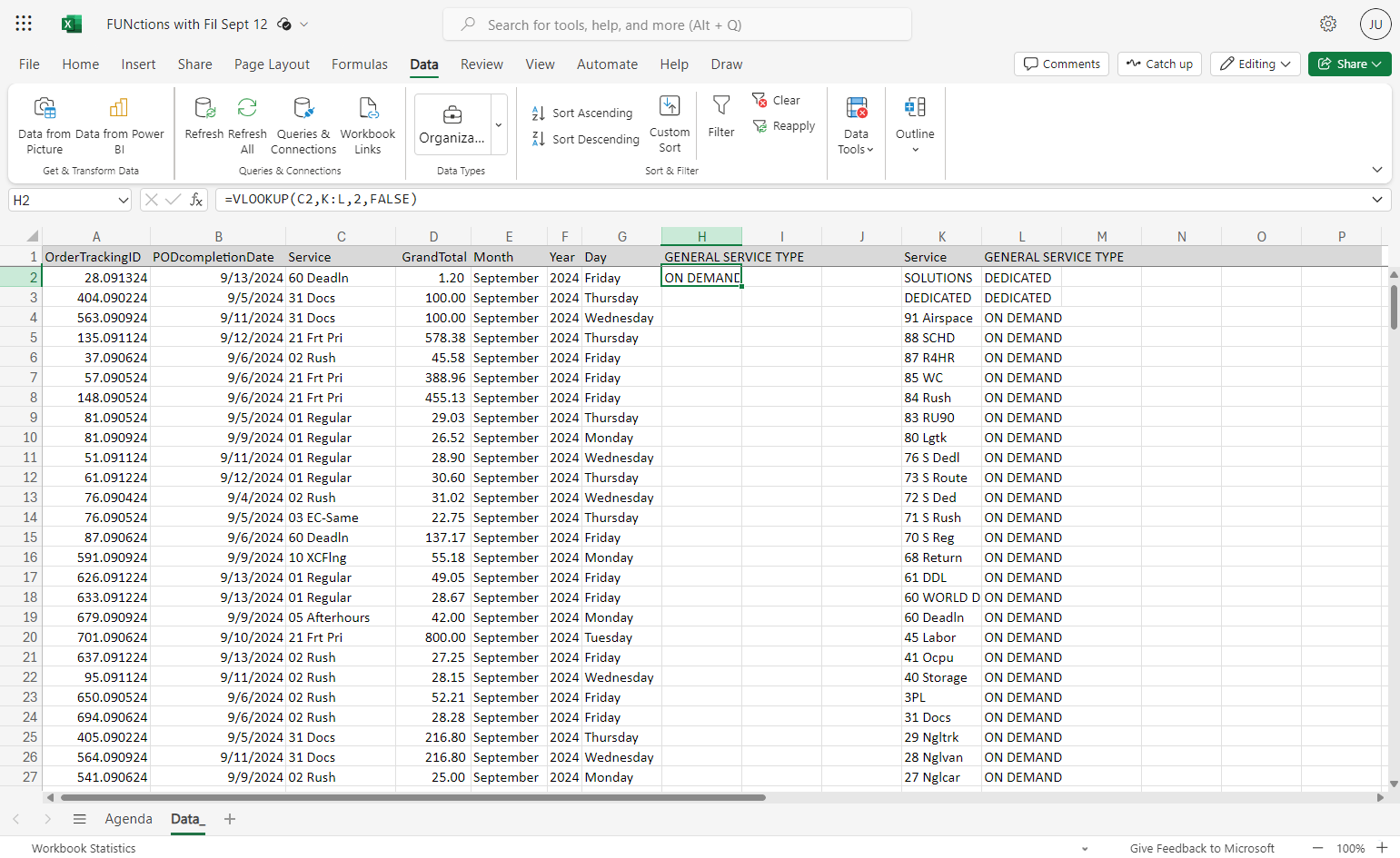 The function returned the value you requested. Now double click on the Fill Handle to pull your formula down the rest of the column.