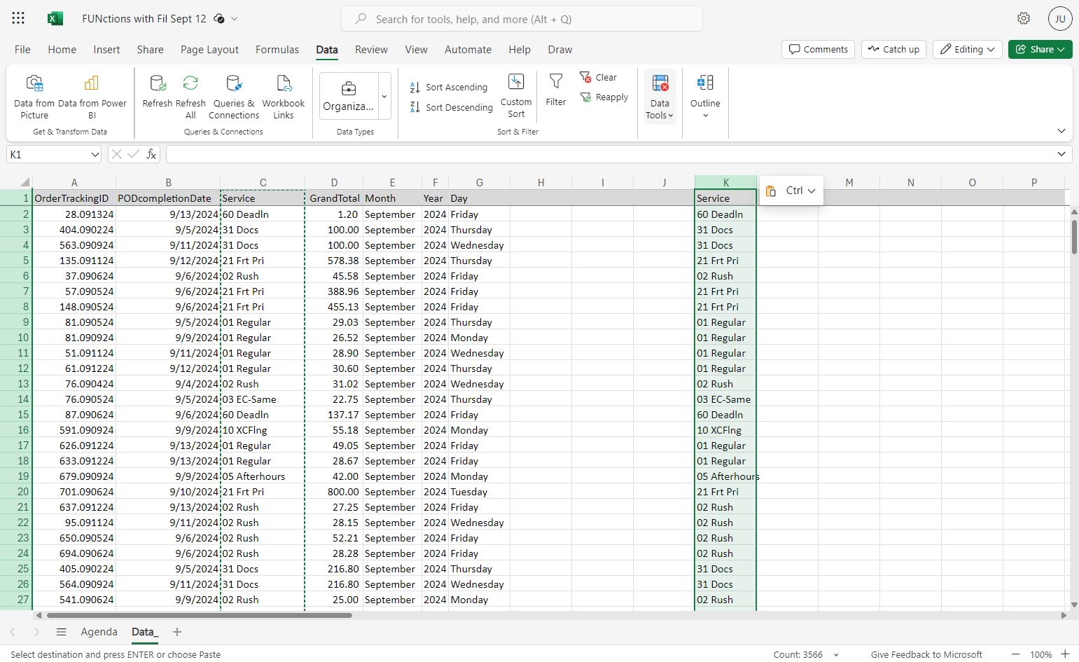 Click on Data Tools