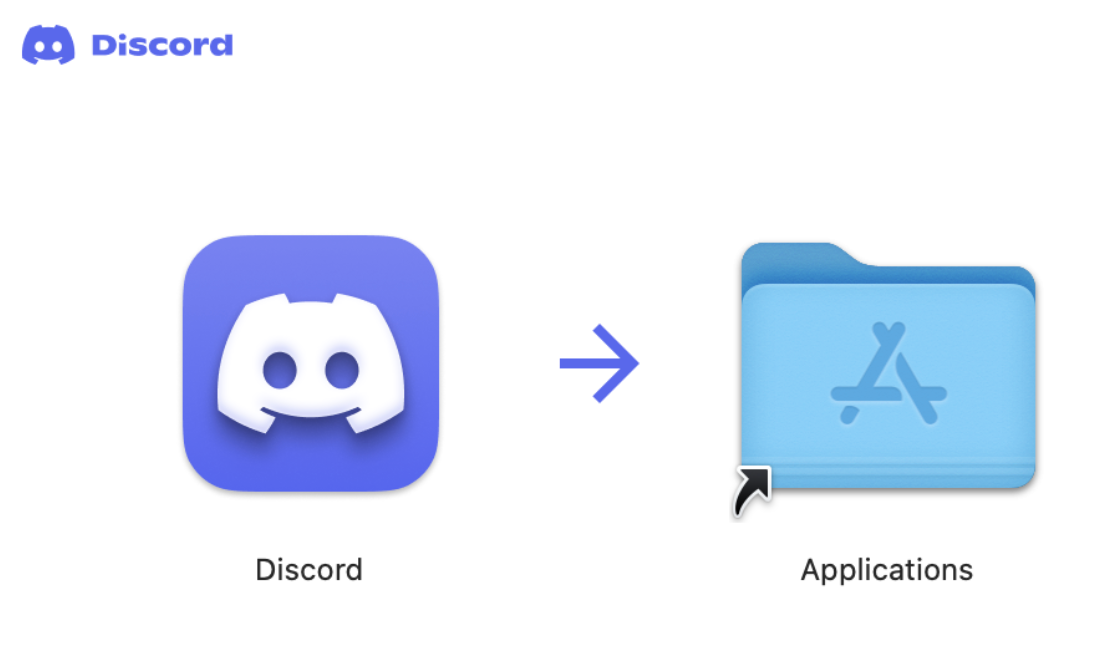 Open the Discord.dmg file and drag and drop the logo into the applications folder.