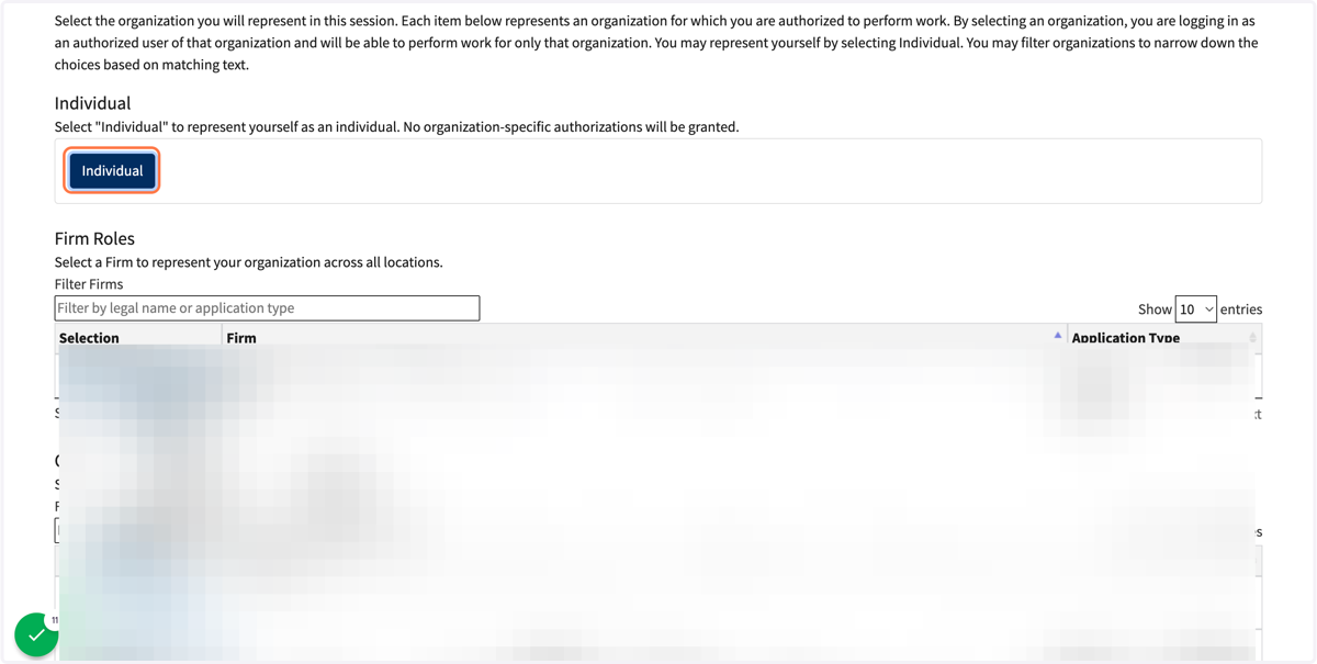 After you login and get authenticated, this is the screen you should see. You want to click on "individual".