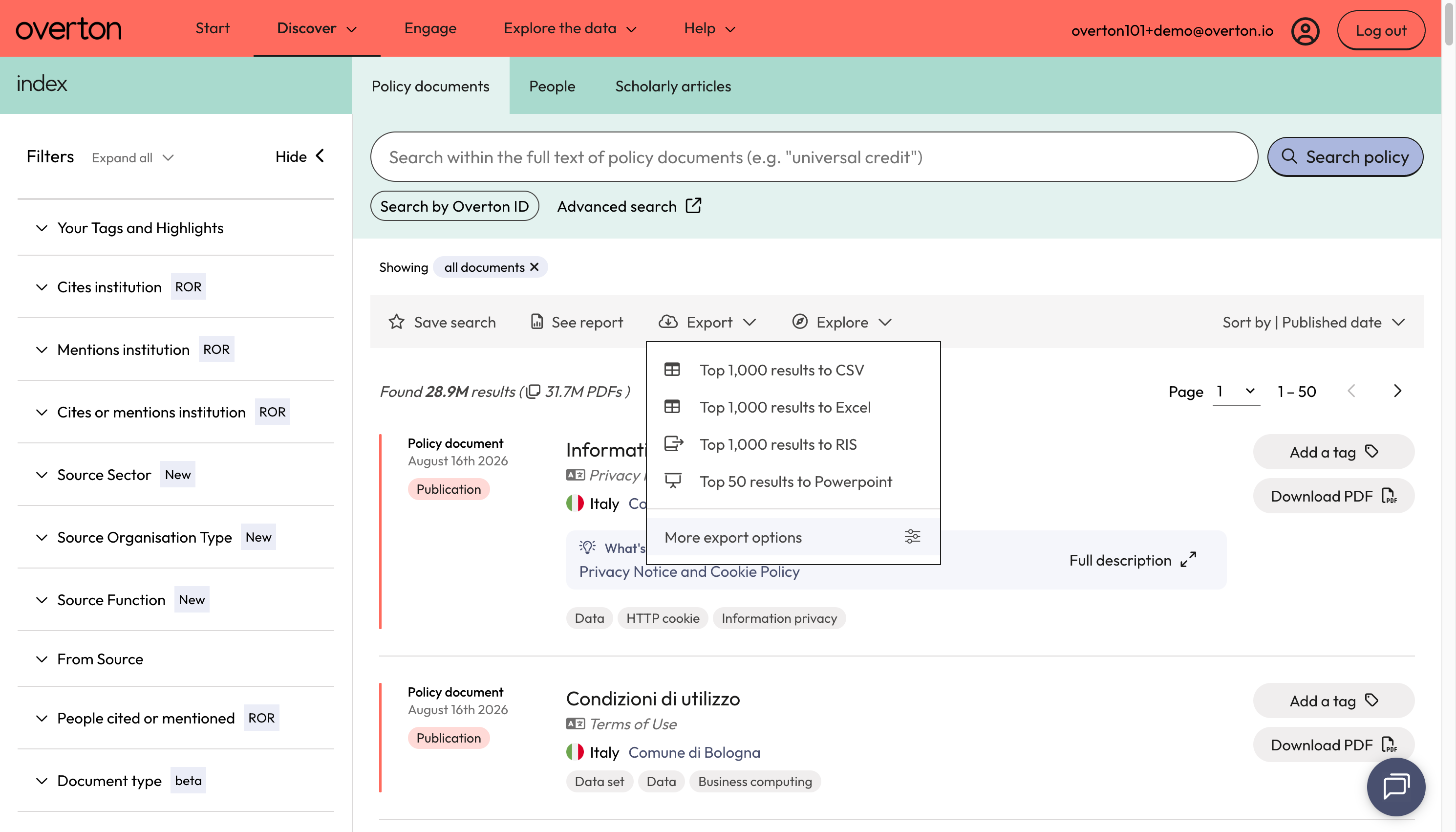 Click on More export options