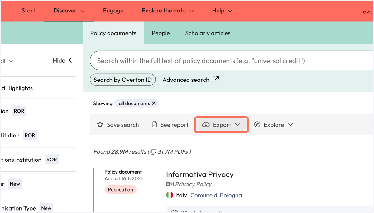 Click on Export results