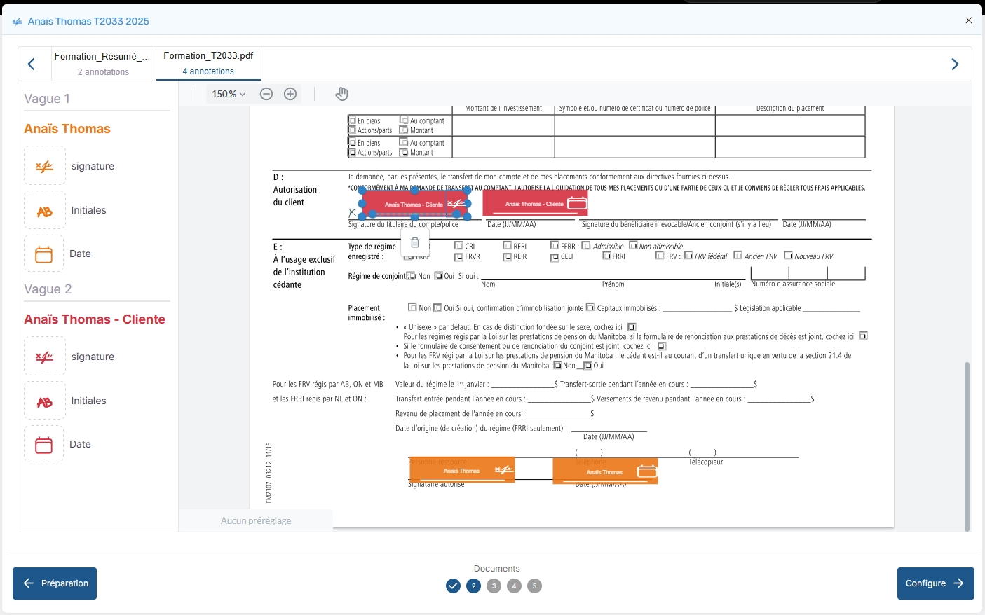 Cliquez sur le second document pour le faire apparaitre.