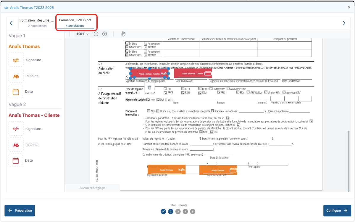 Cliquez sur le second document pour le faire apparaitre.
