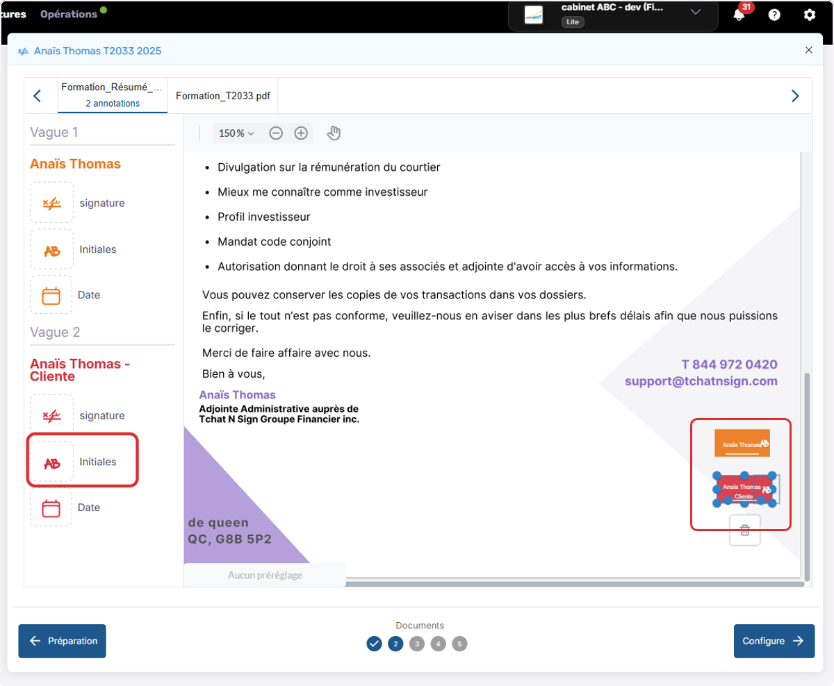 Répétez l'opération pour chaque champs désirez de chaque signataire