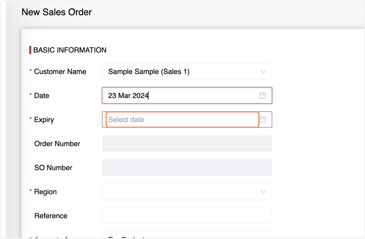 Expiry Date:indicates the timeframe within which the customer must accept the order at the quoted price and terms. After this date, the prices or terms may change.