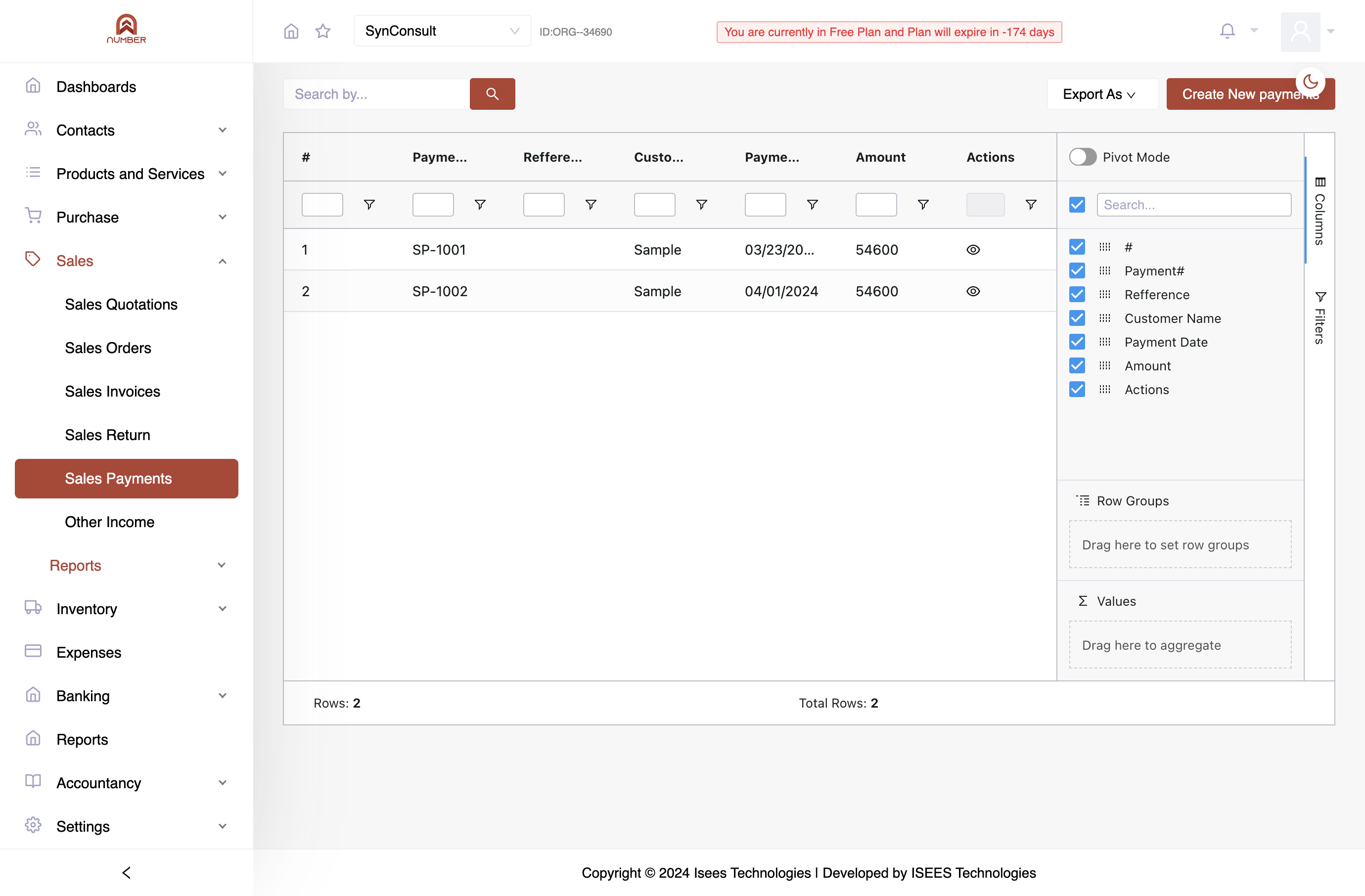 Click "Create New Payment" on the top right corner.