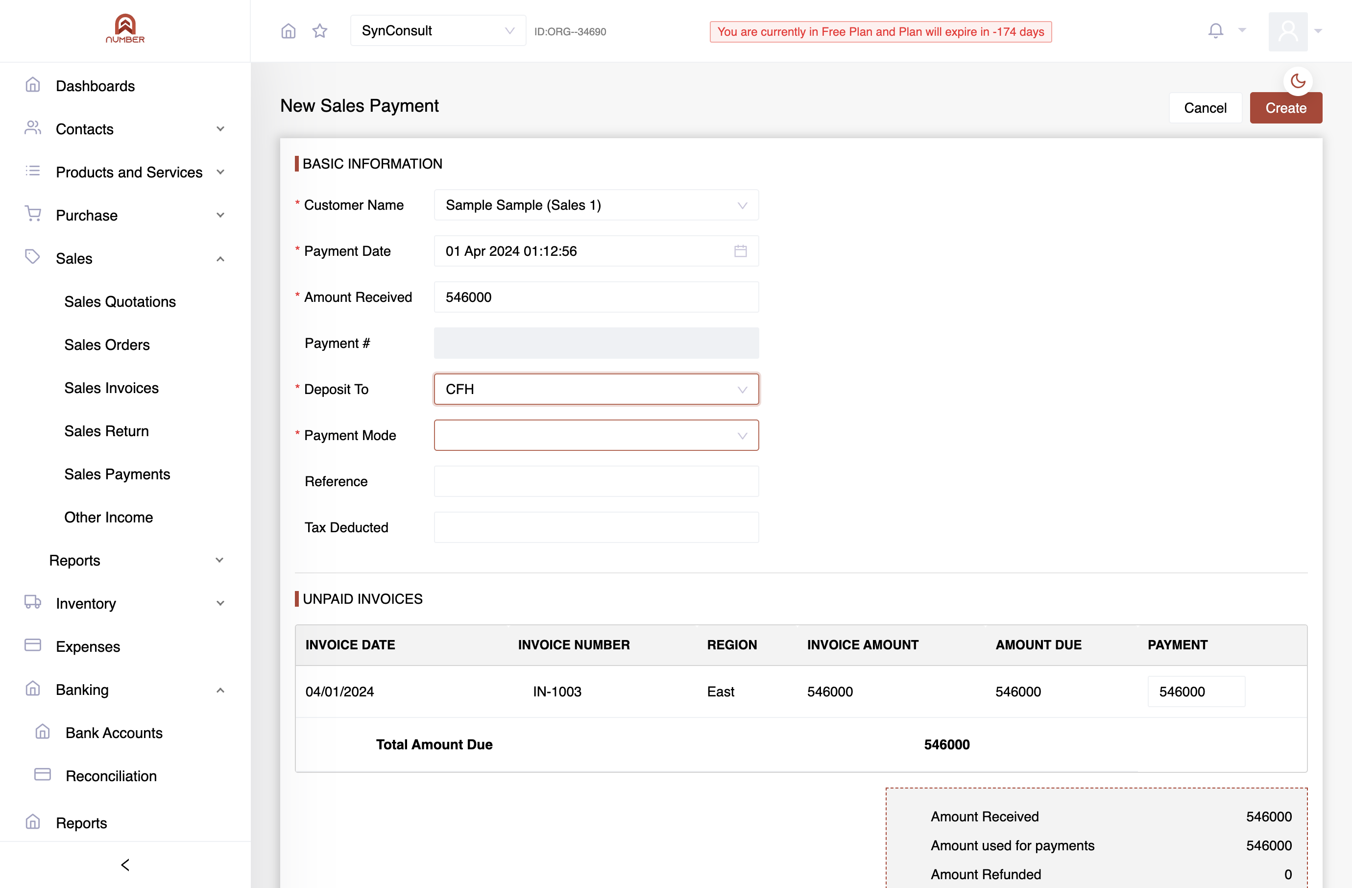 and Payment Mode.