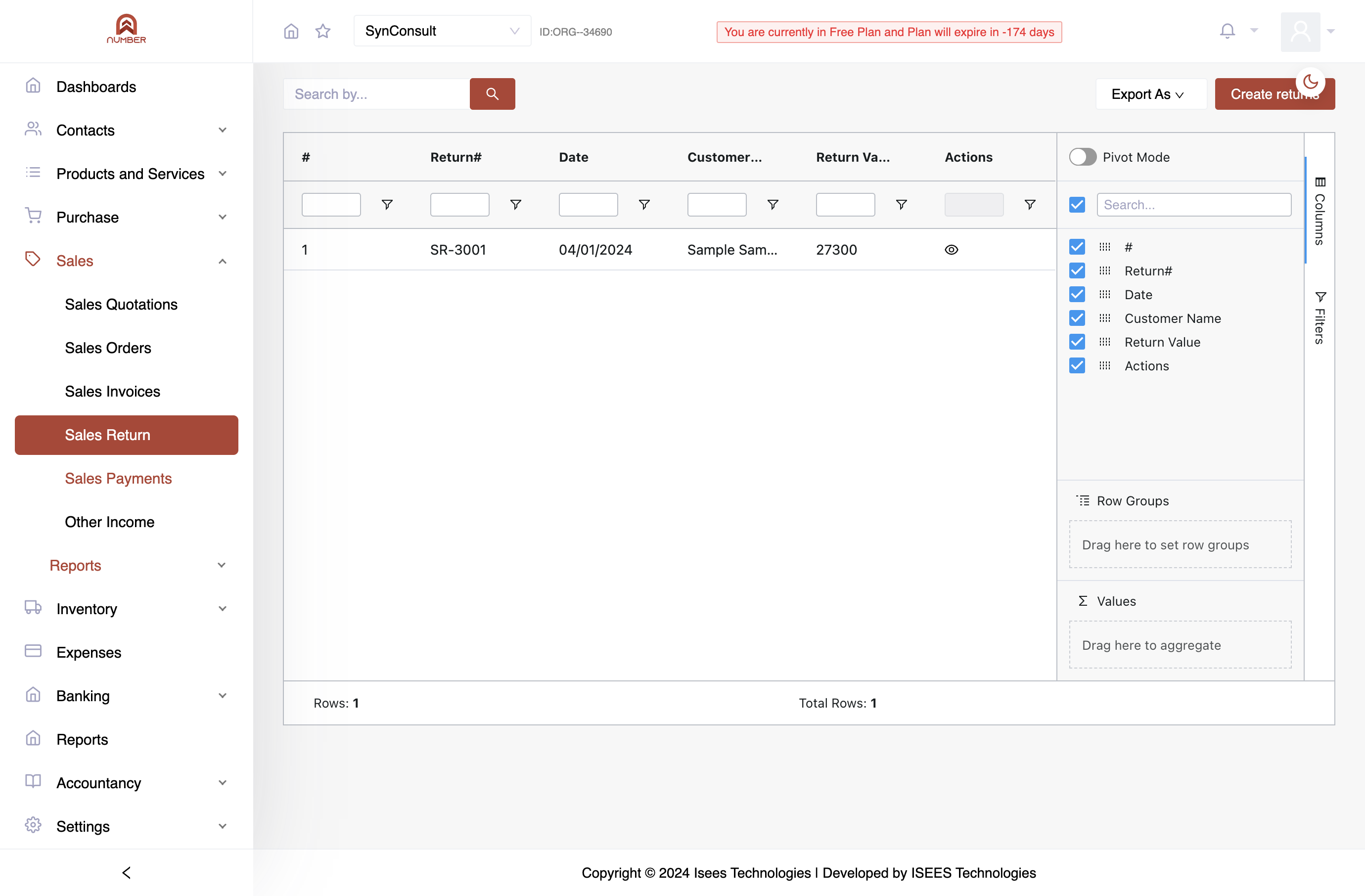 Access the Sales Payment menu within the Sales section.