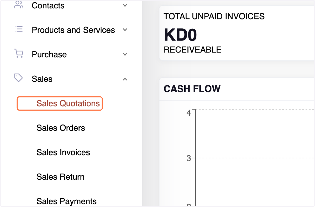 Navigate to the Sales Quotation Menu under the Sales Section.