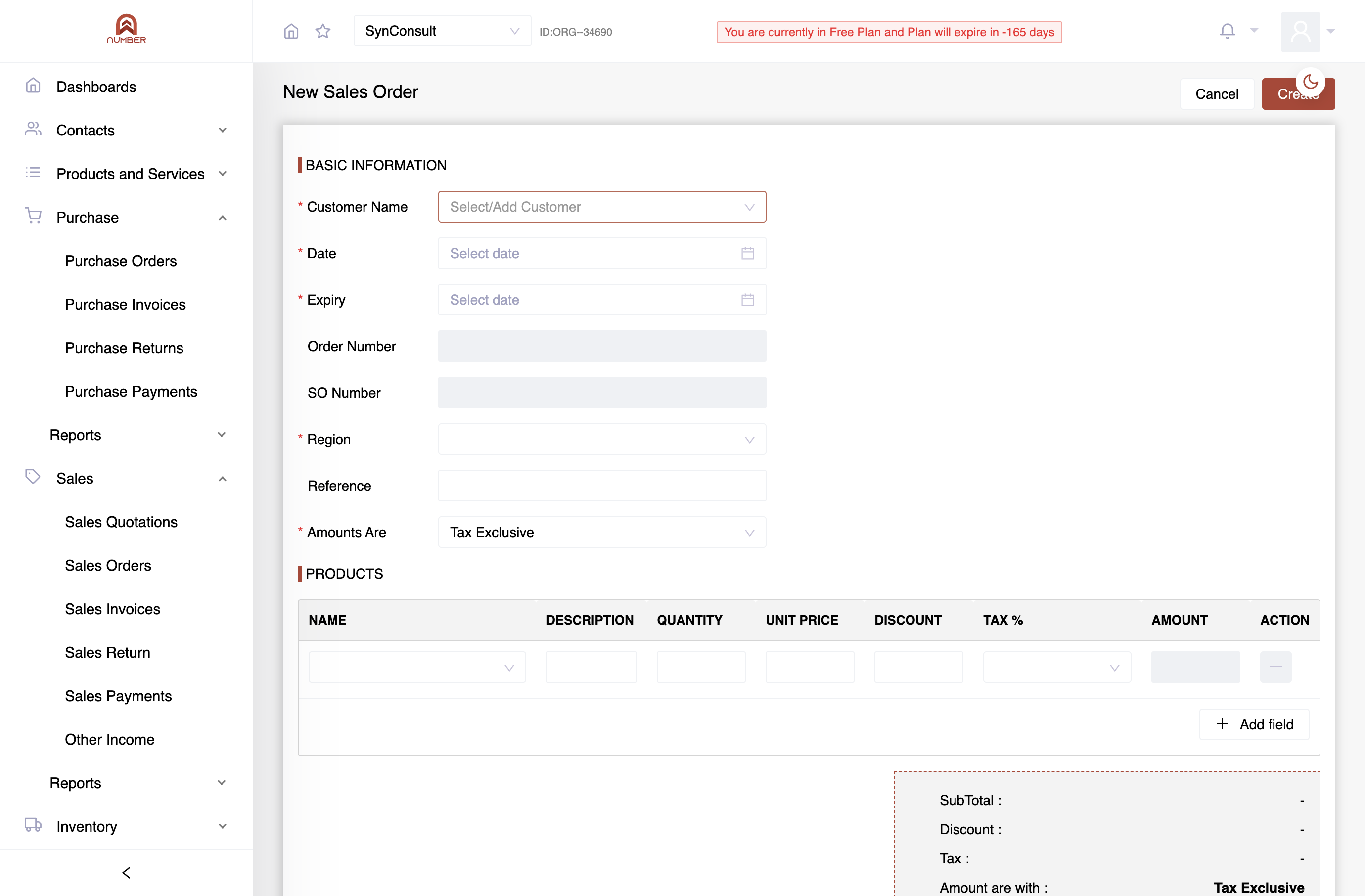 Enter basic information: Choose/Add Customer Name,