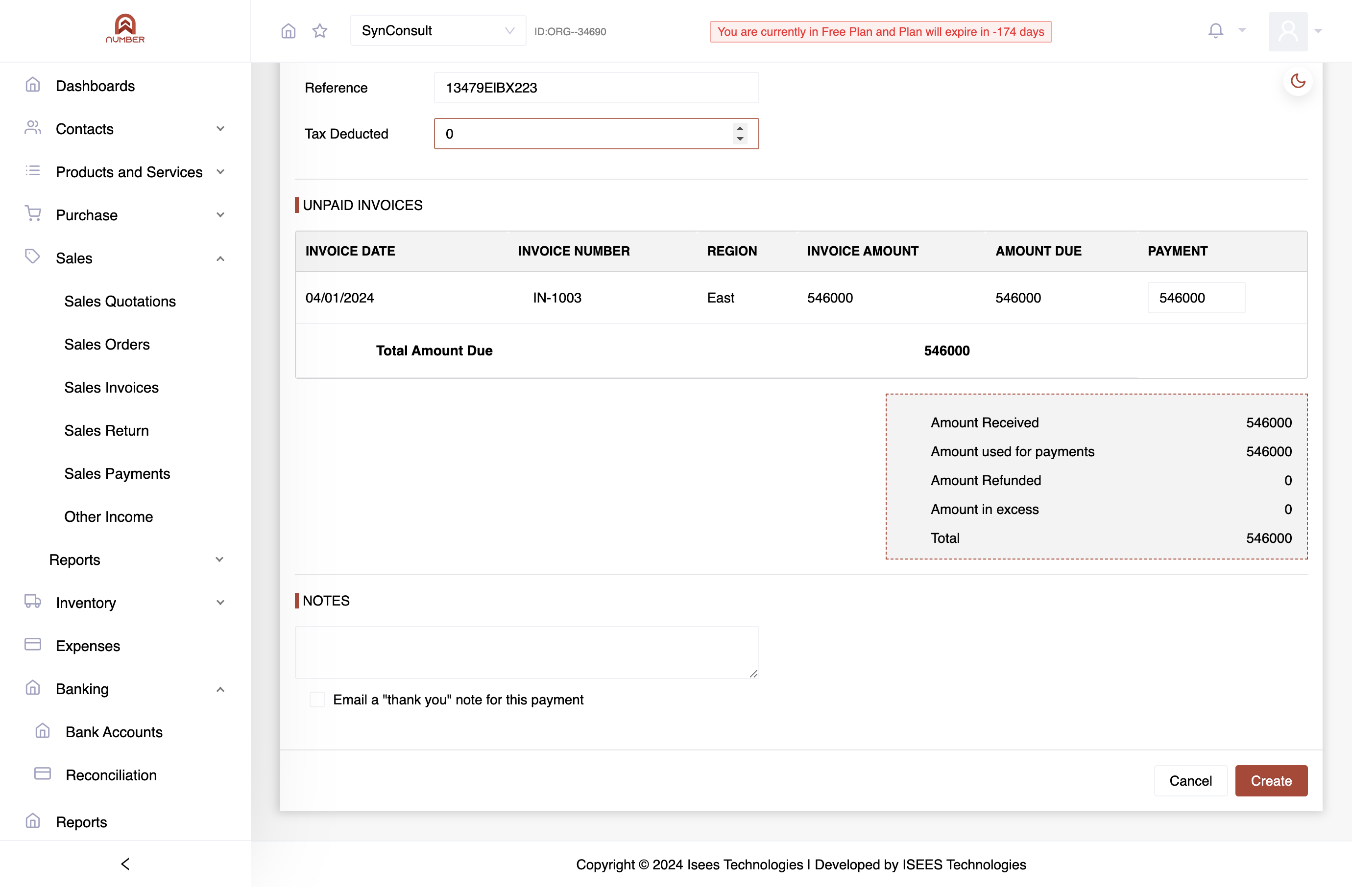 review all details before clicking "Create."