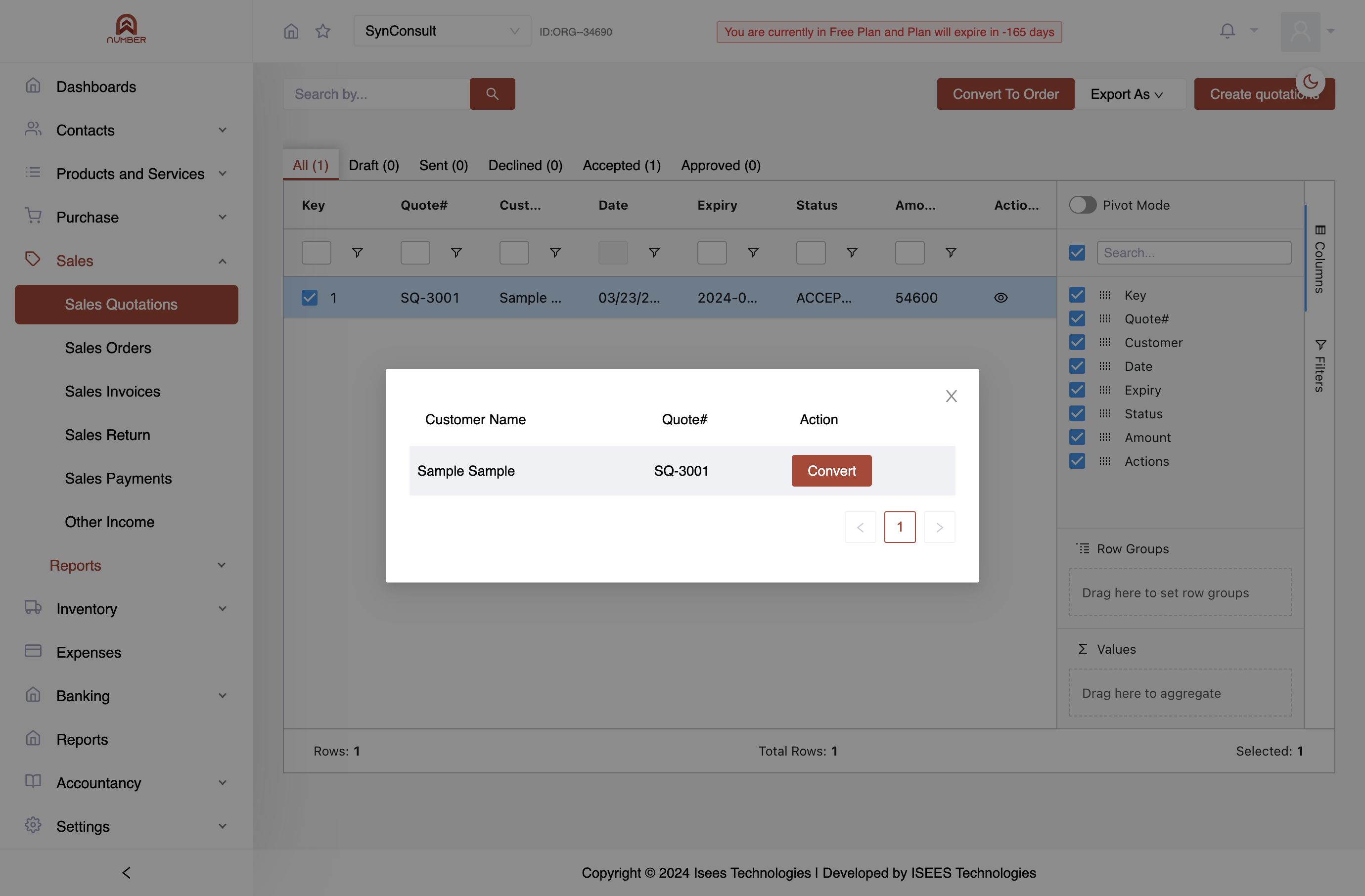 Click on "Convert" in in the dialog box, and you can efficiently transform multiple Orders into Sales Invoices simultaneously.