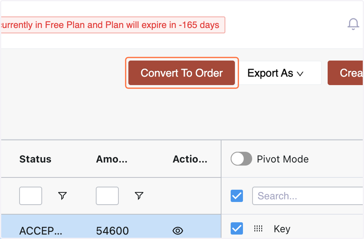 and choose "Convert to Order".