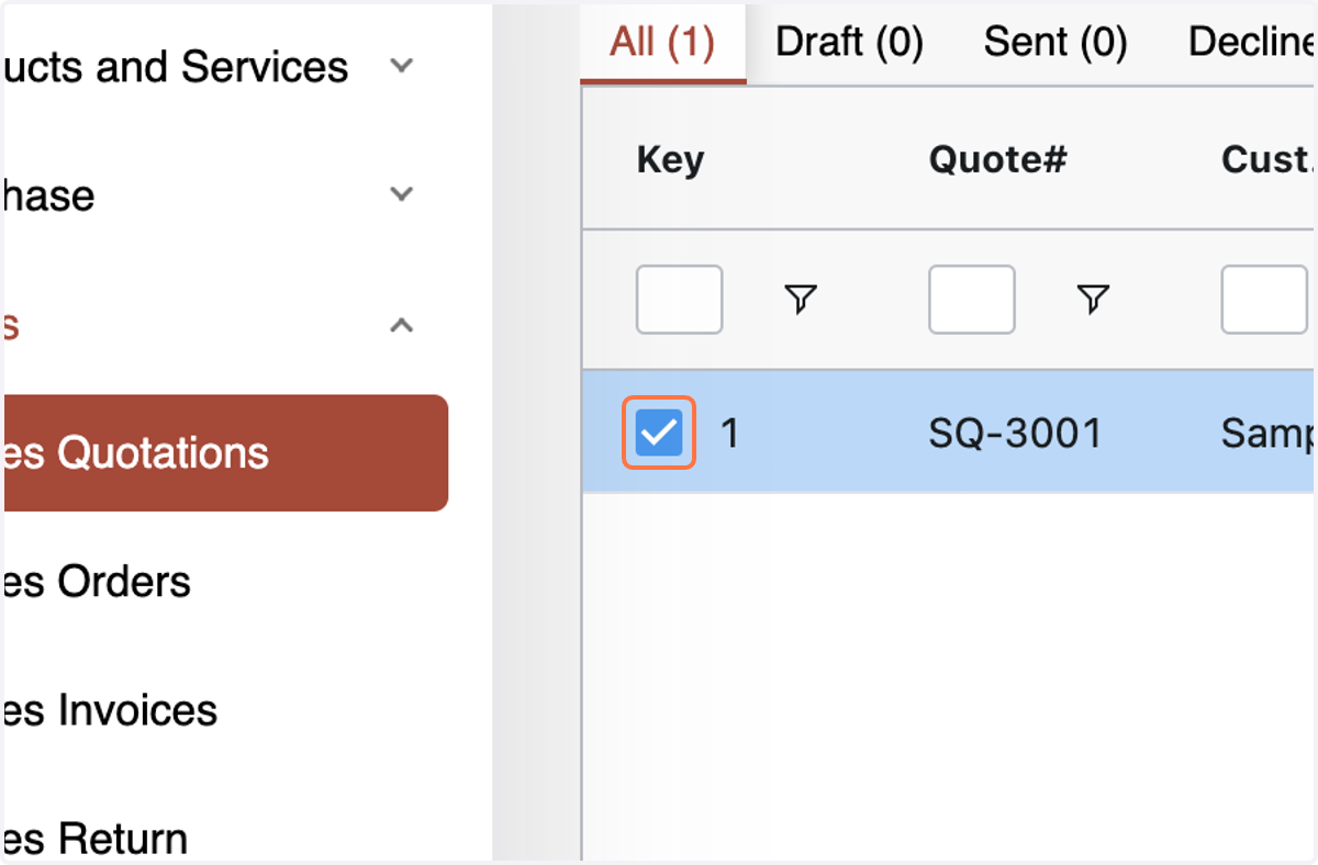 In the Number Accounting System, transitioning from a Sales Quote to an Order and from an Order to a Sales Invoice is straightforward. To convert Sales Quotation into Sales Order, just select the desired Orders