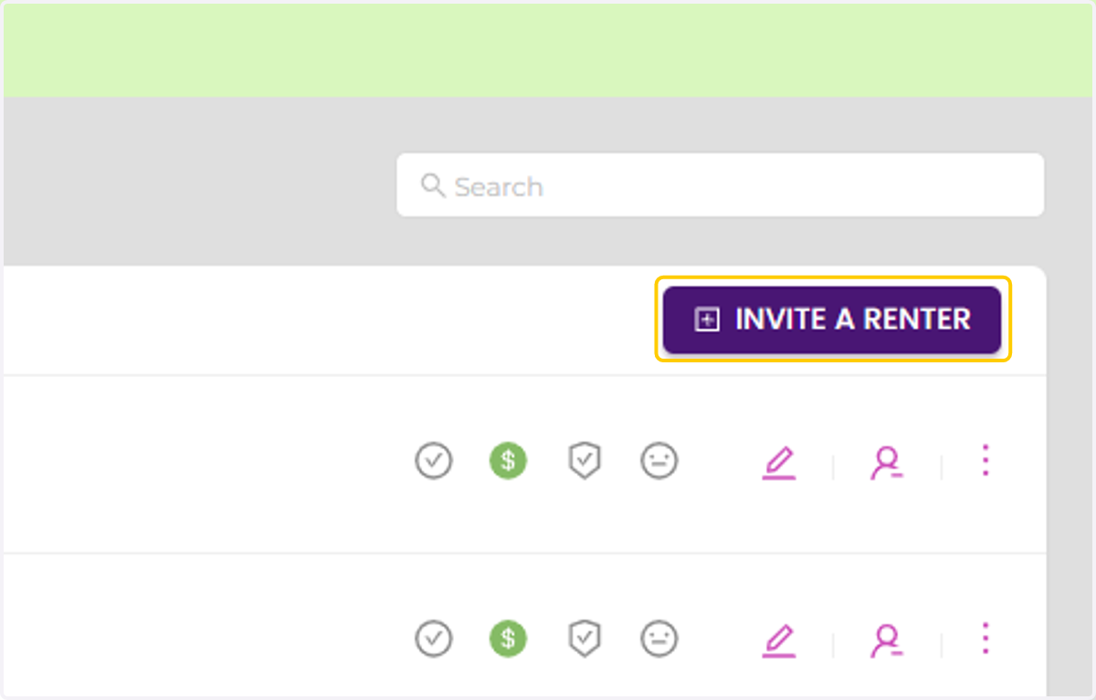 Click on INVITE A RENTER