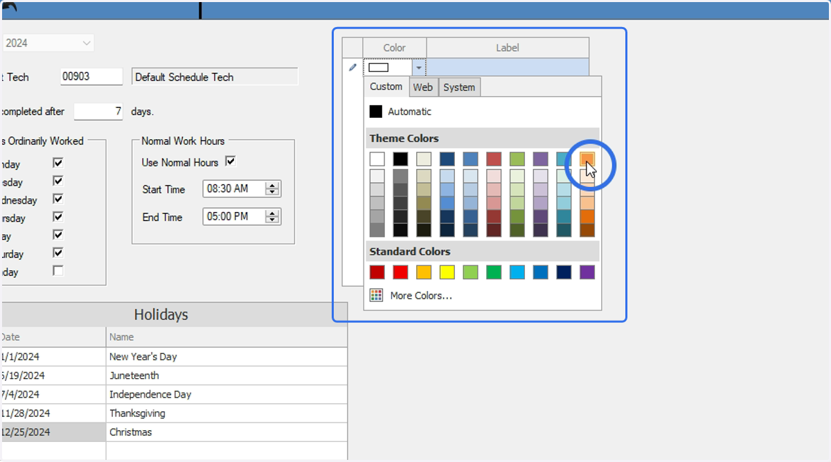 Define and color code labels