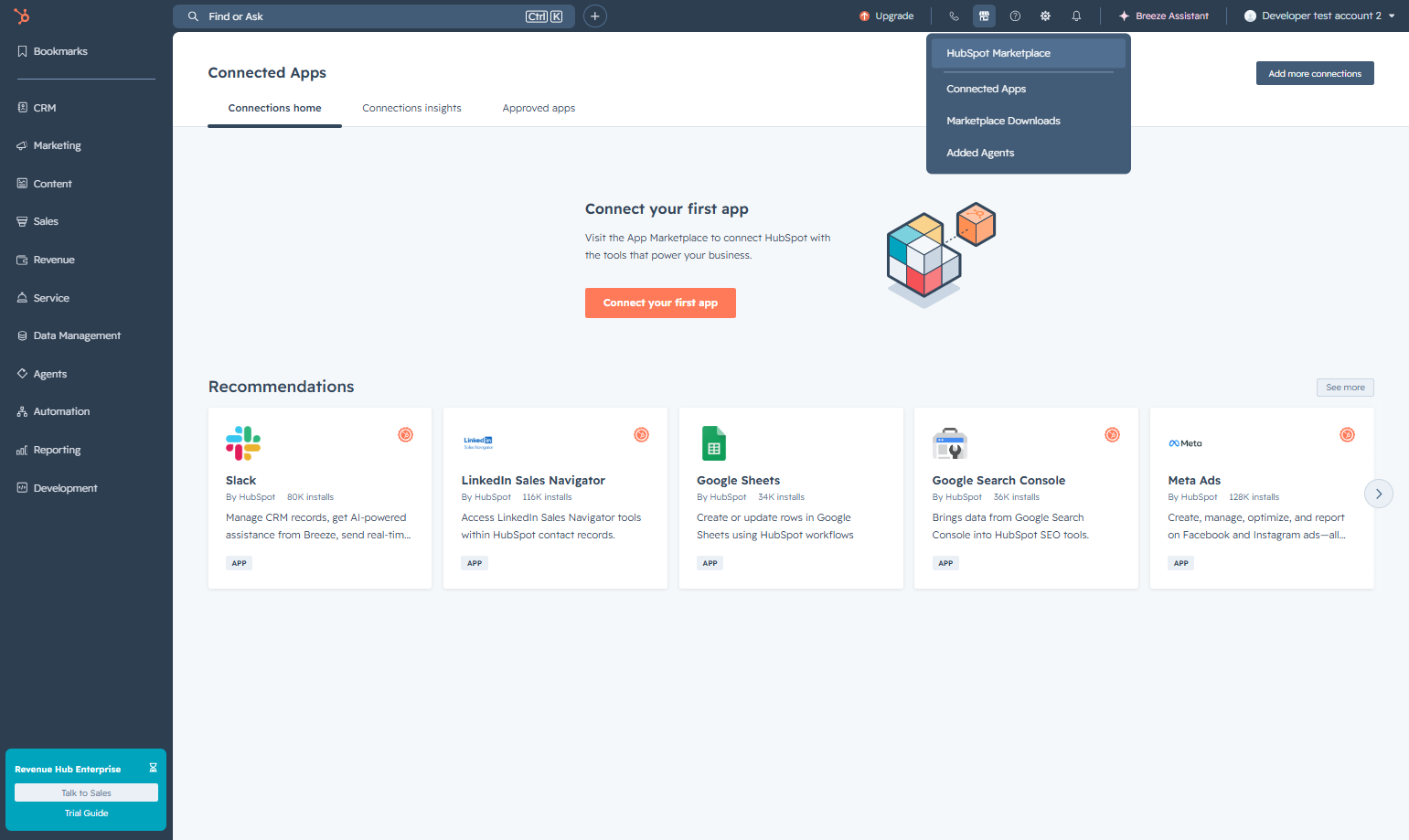 Click on HubSpot Marketplace