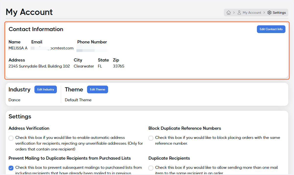 Complete or Validate your contact information