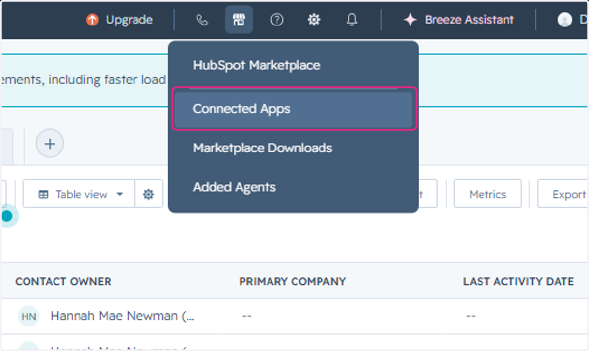 Click on Connected Apps