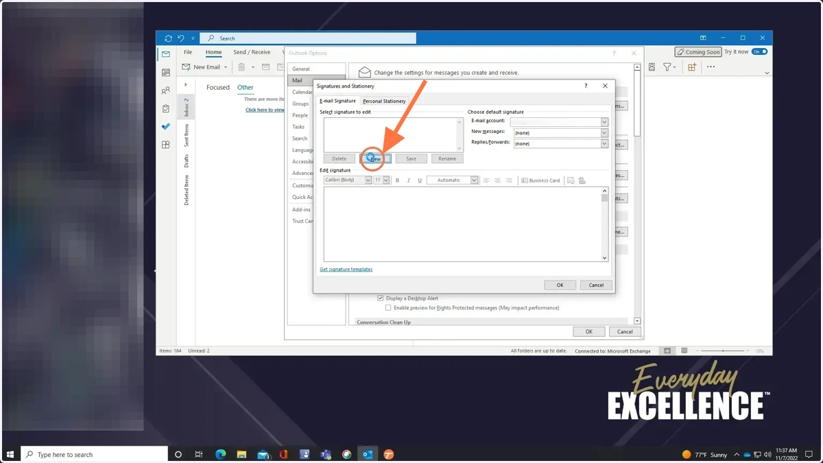 Click New under Select signature to edit