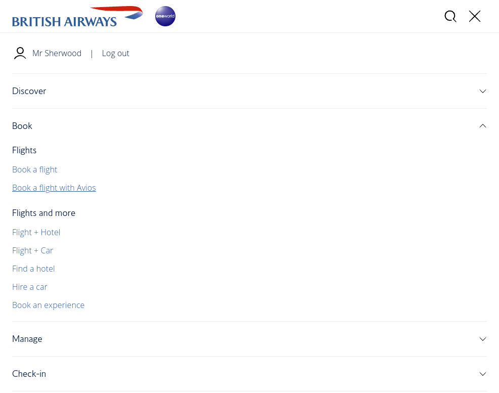 Click on Book a flight with Avios