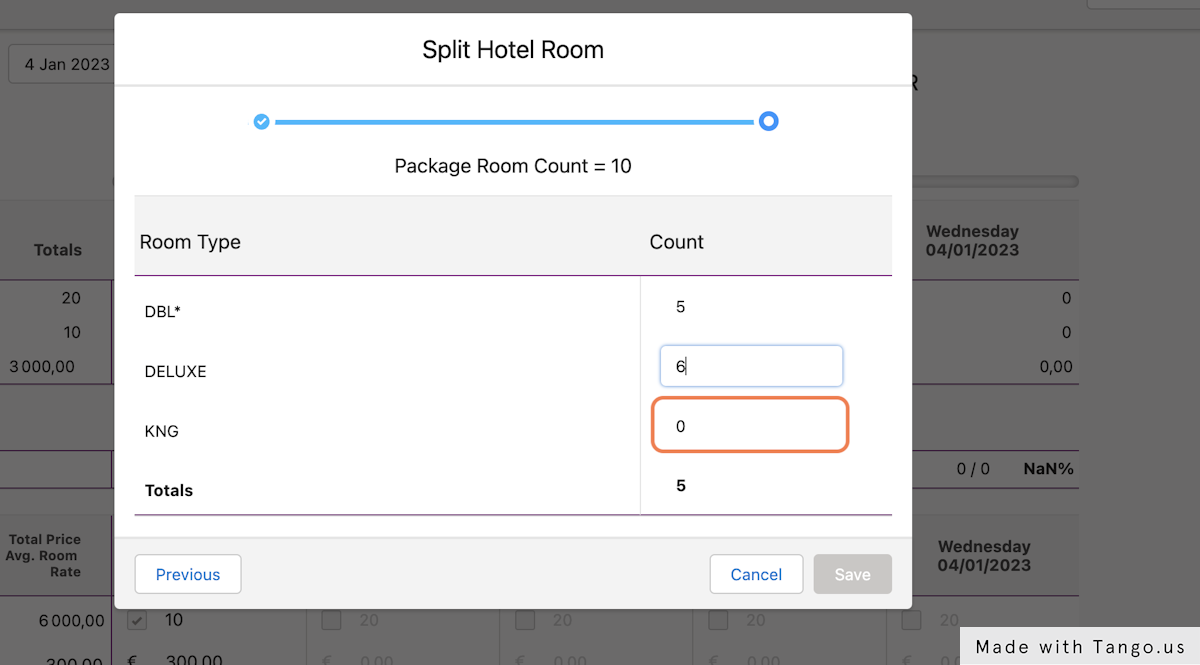 See that the totals change dynamically as you add rooms