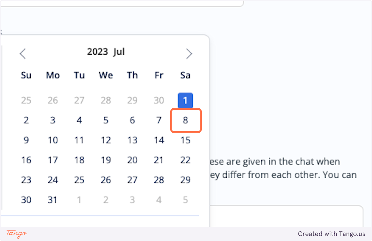Select the relevant dates