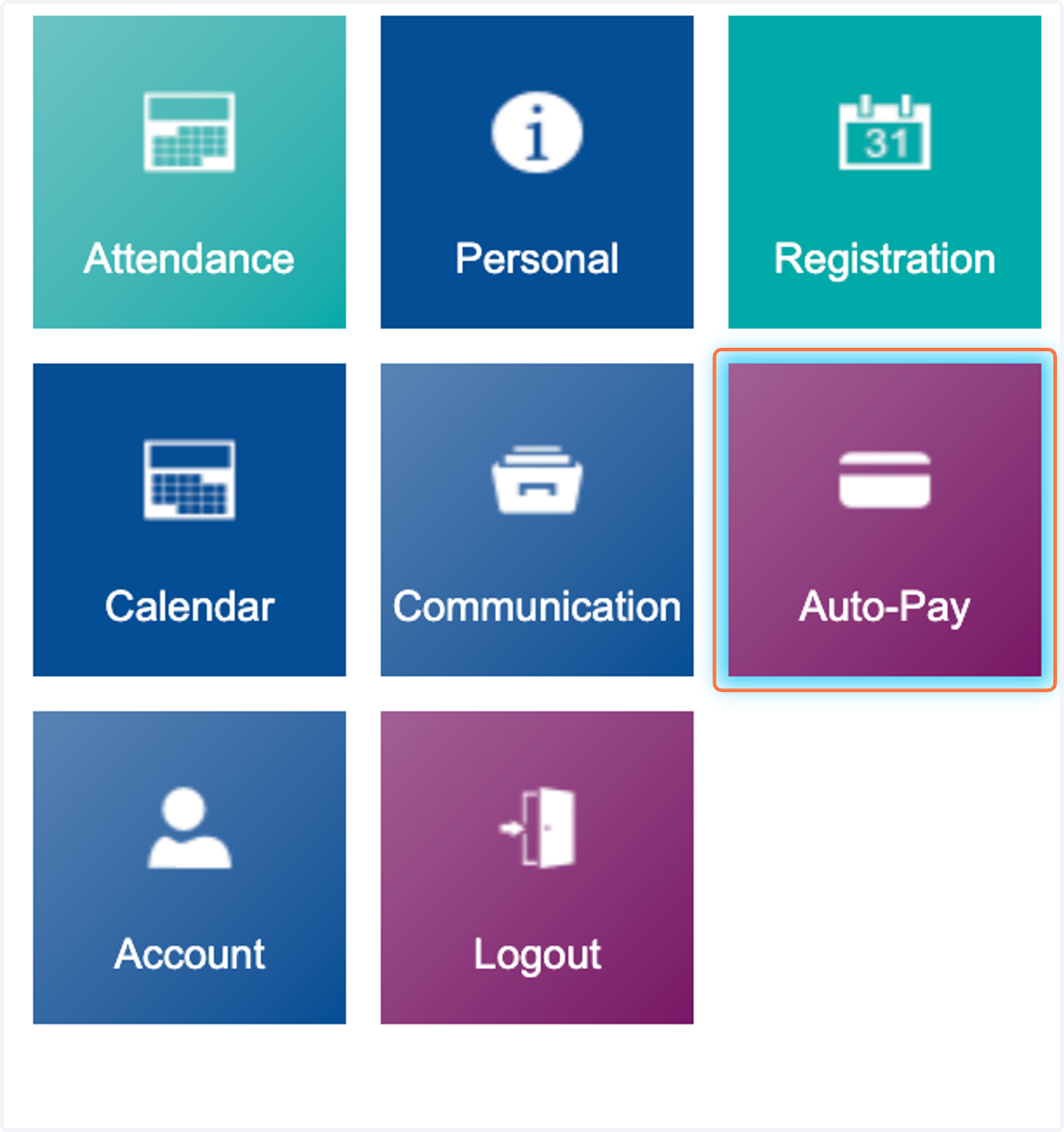 After logging in to your Parent Portal, Click on Auto-Pay