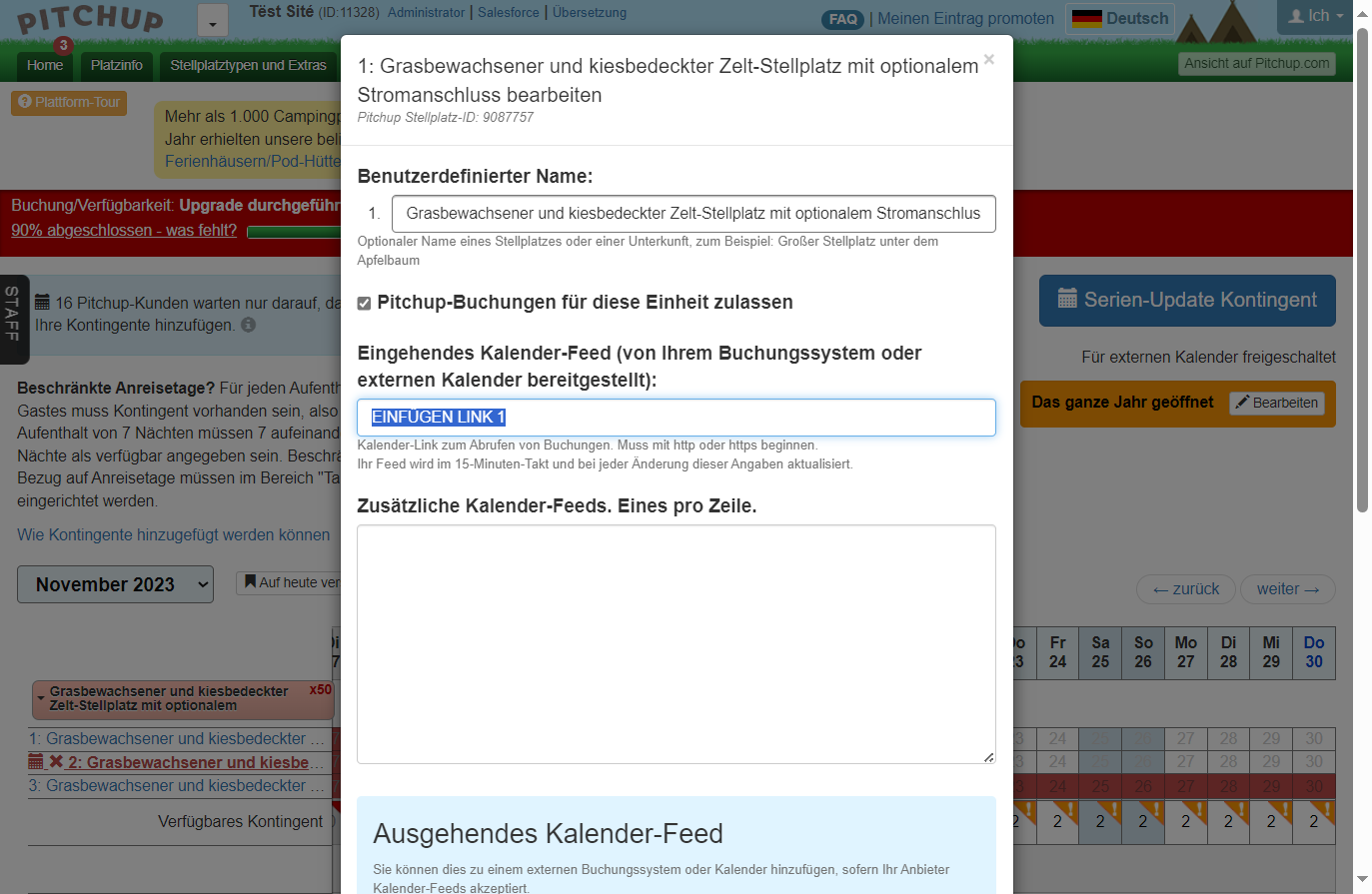 Den iCal Link kopieren und in das Feld unter "Eingehendes Kalender-Feed" einfügen