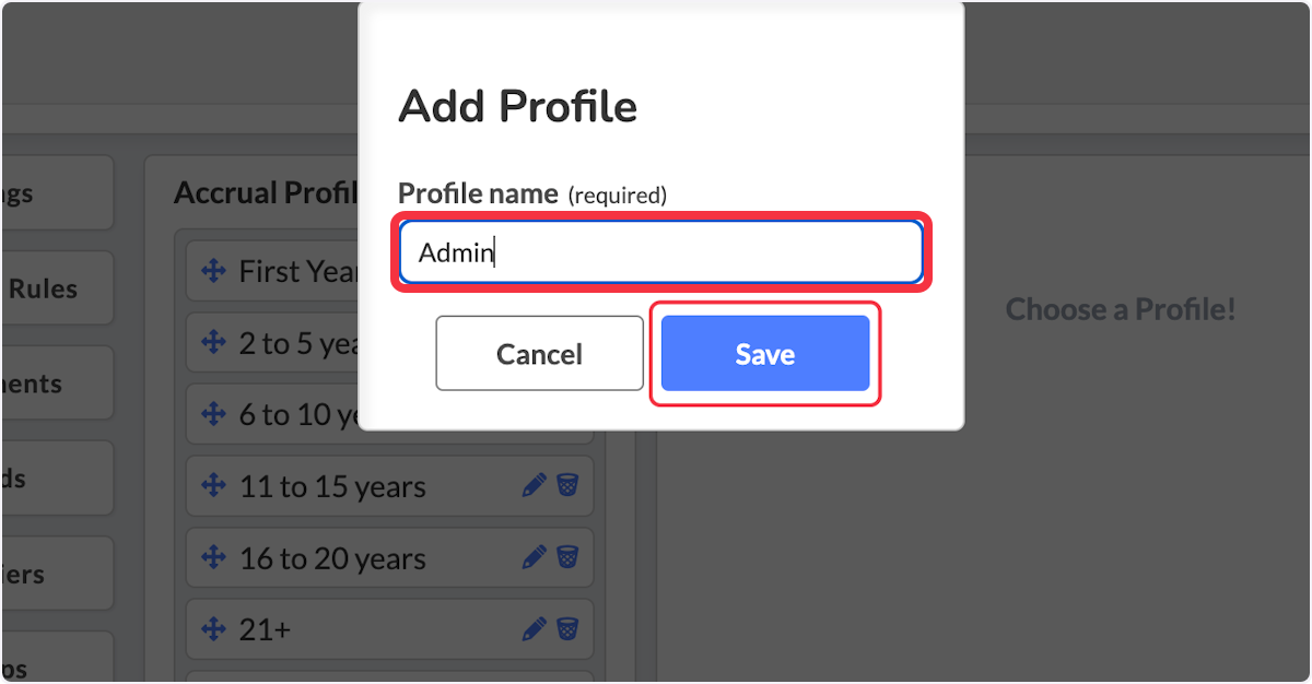 Type in a profile name and click save. 