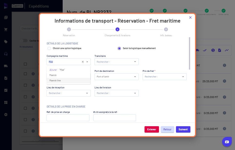 Ici, vous pouvez ajouter une "ligne d'expédition" en cliquant sur "Ajouter"