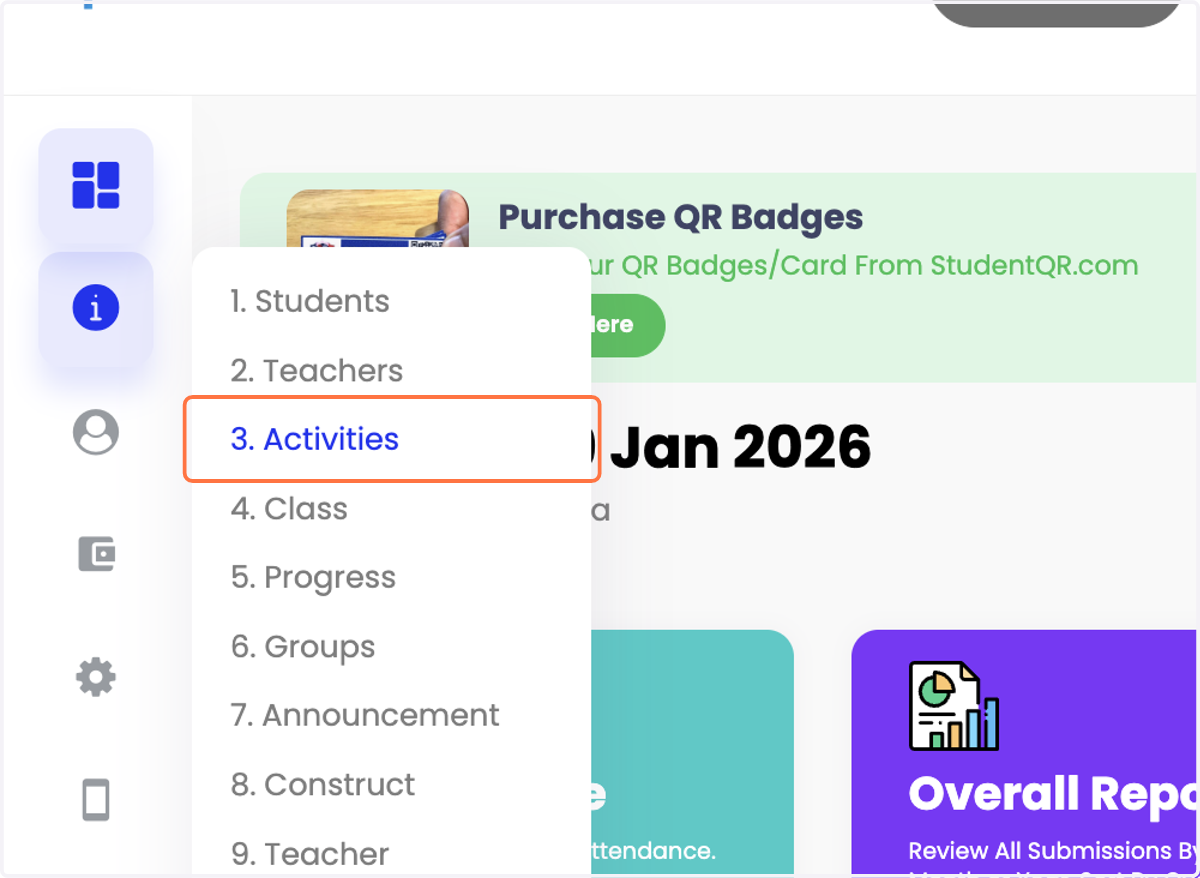 Klik Manage → Activities.