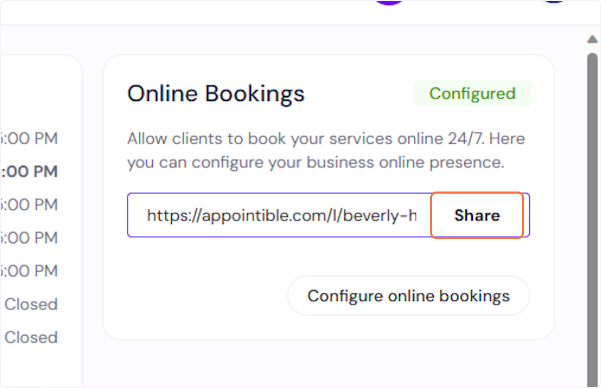 In the "Online Bookings" panel.