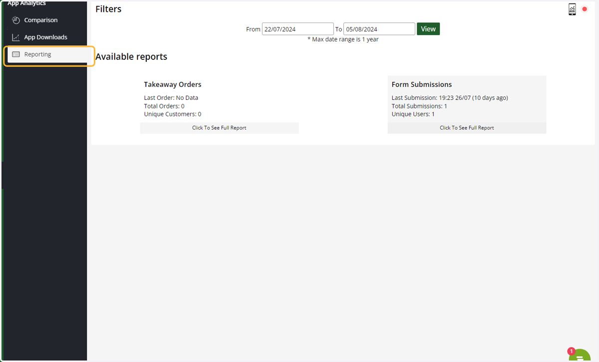 Reporting Tab