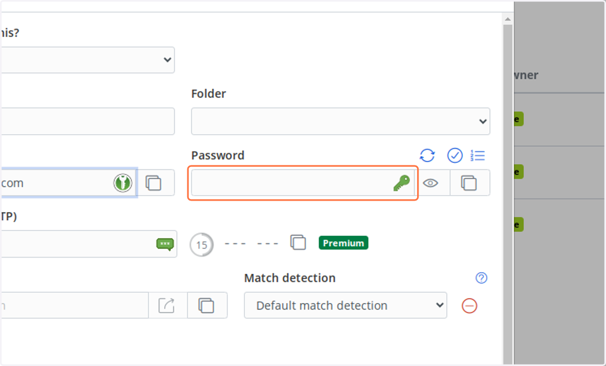 Click on password field