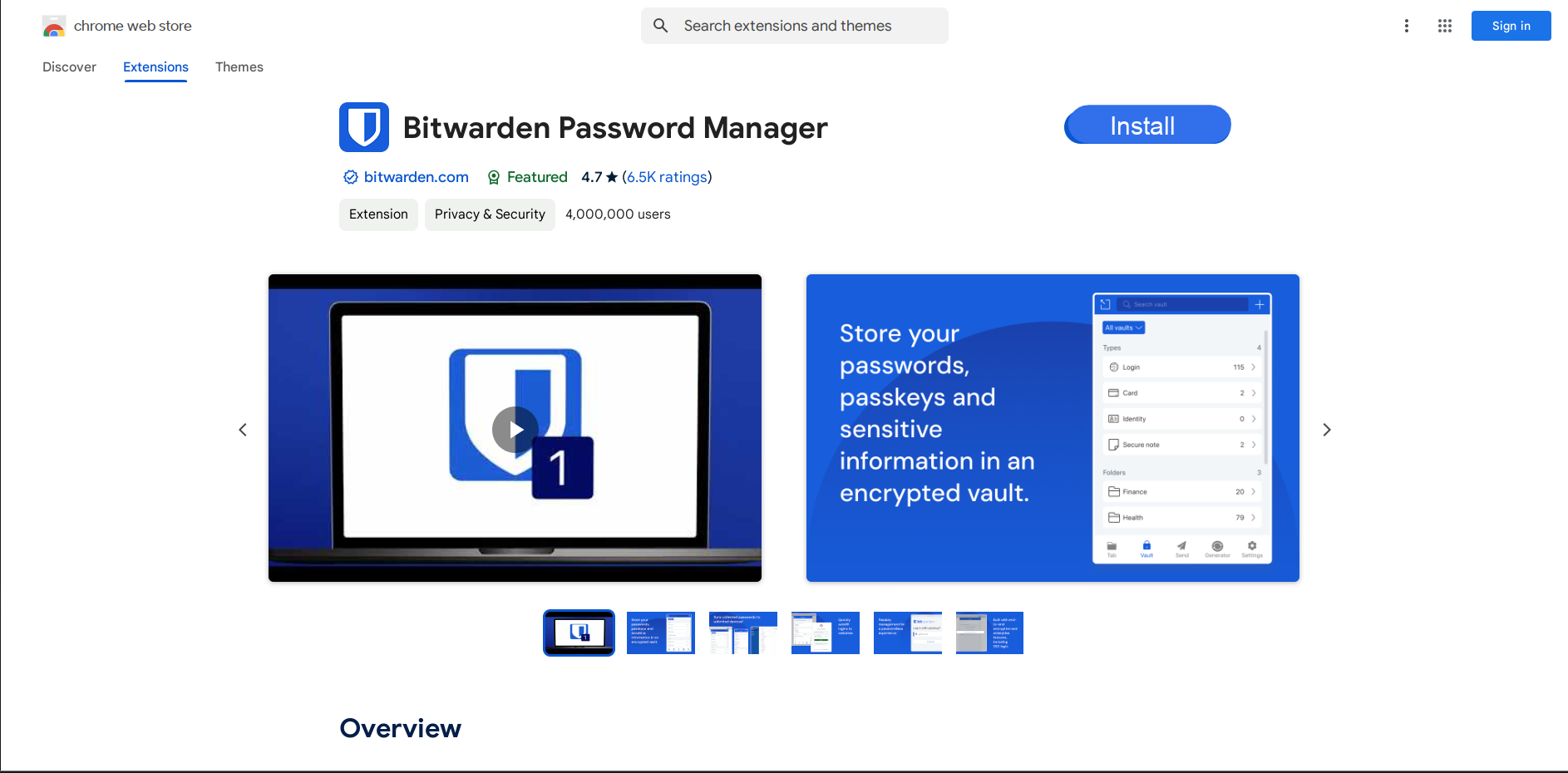 Install the Bitwarden extension