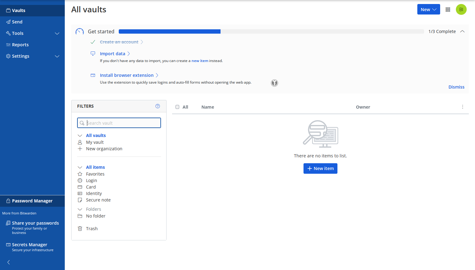 View your account dashboard