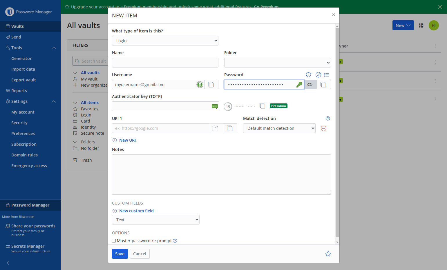Click on Toggle visibility to see the password it generated