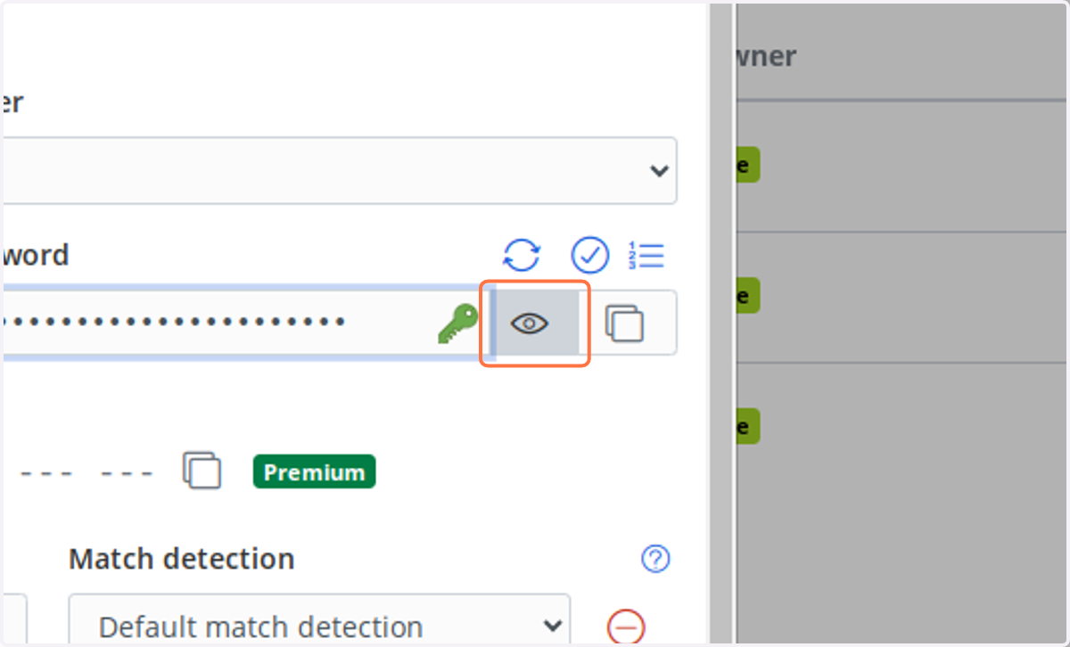 Click on Toggle visibility to see the password it generated