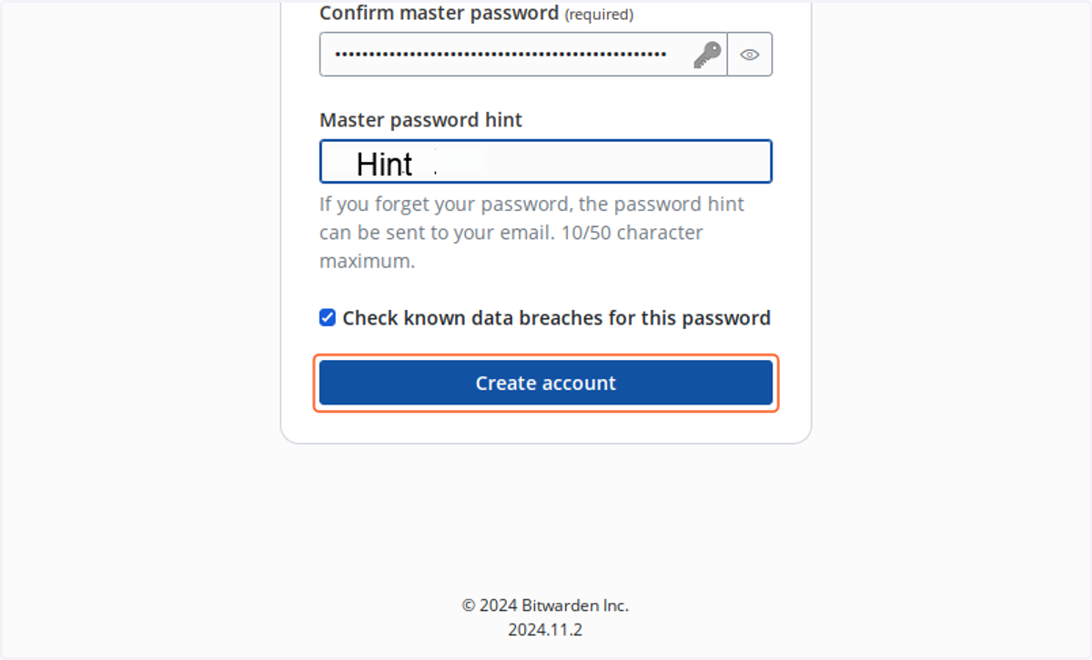 Click on Create account