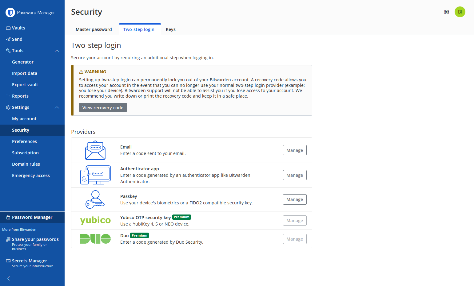 Now click on View recovery code