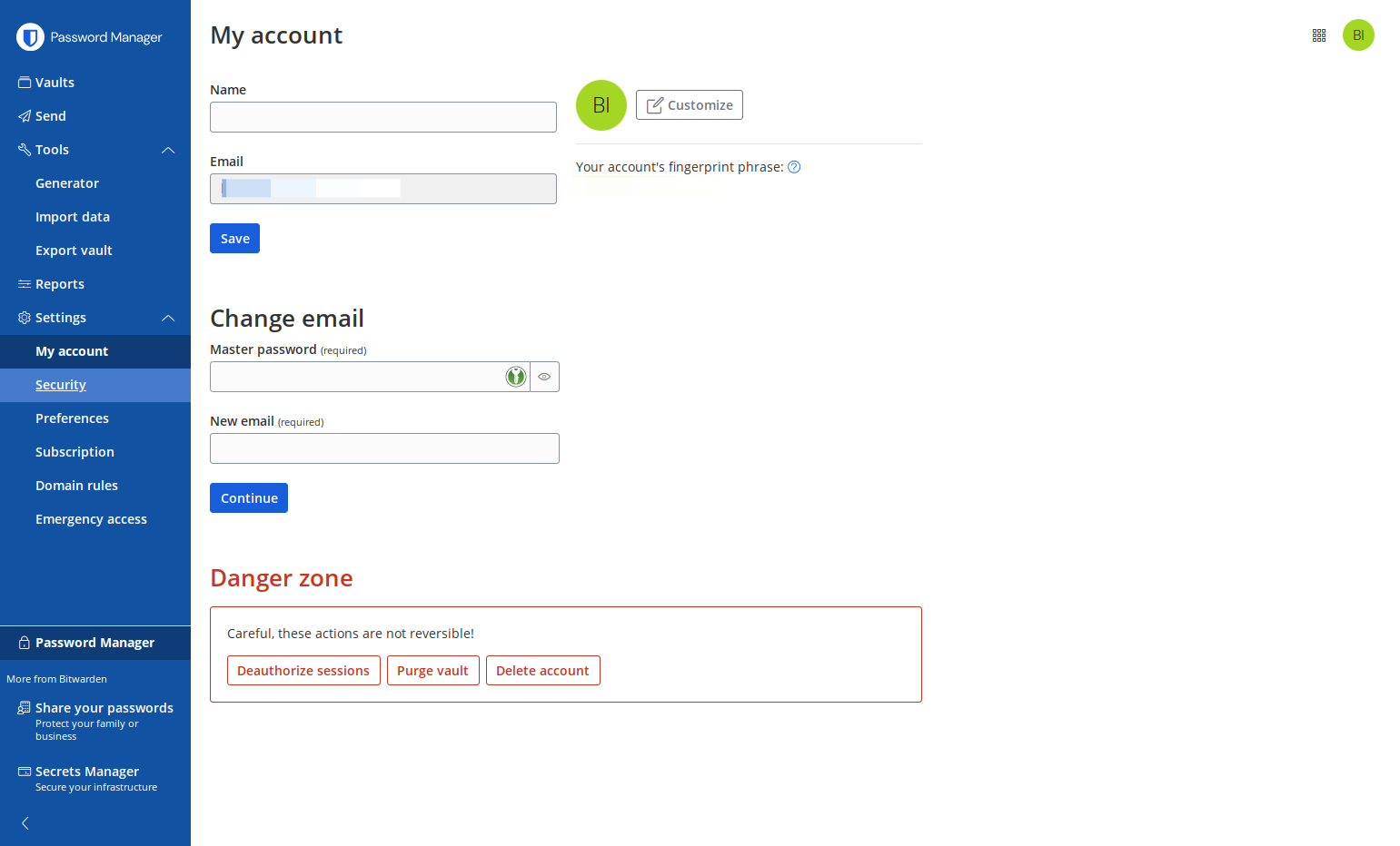 Click on Security