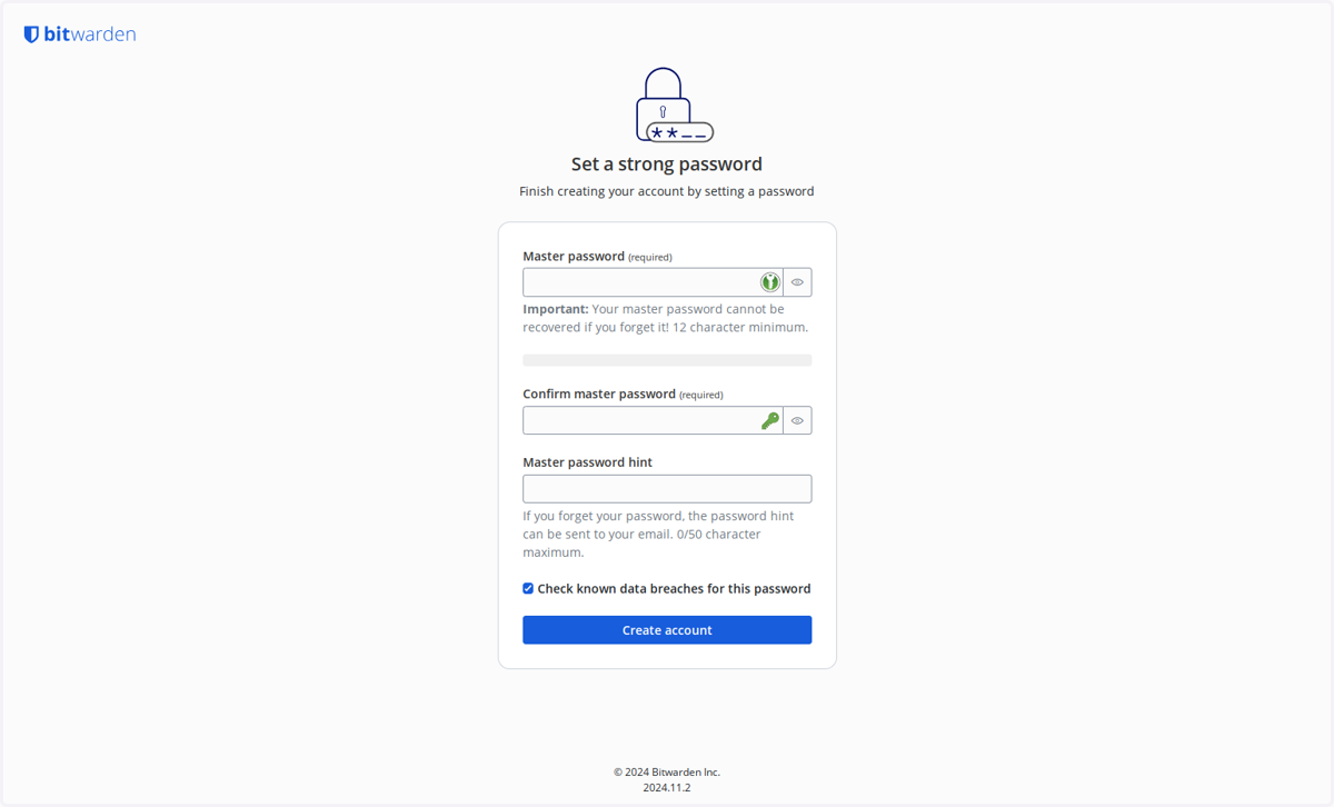 Click on Set a strong password…