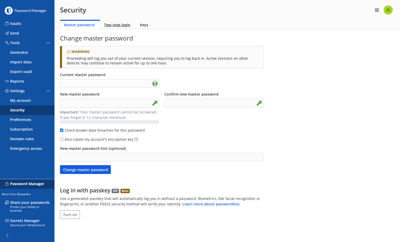 Click on Two-step login