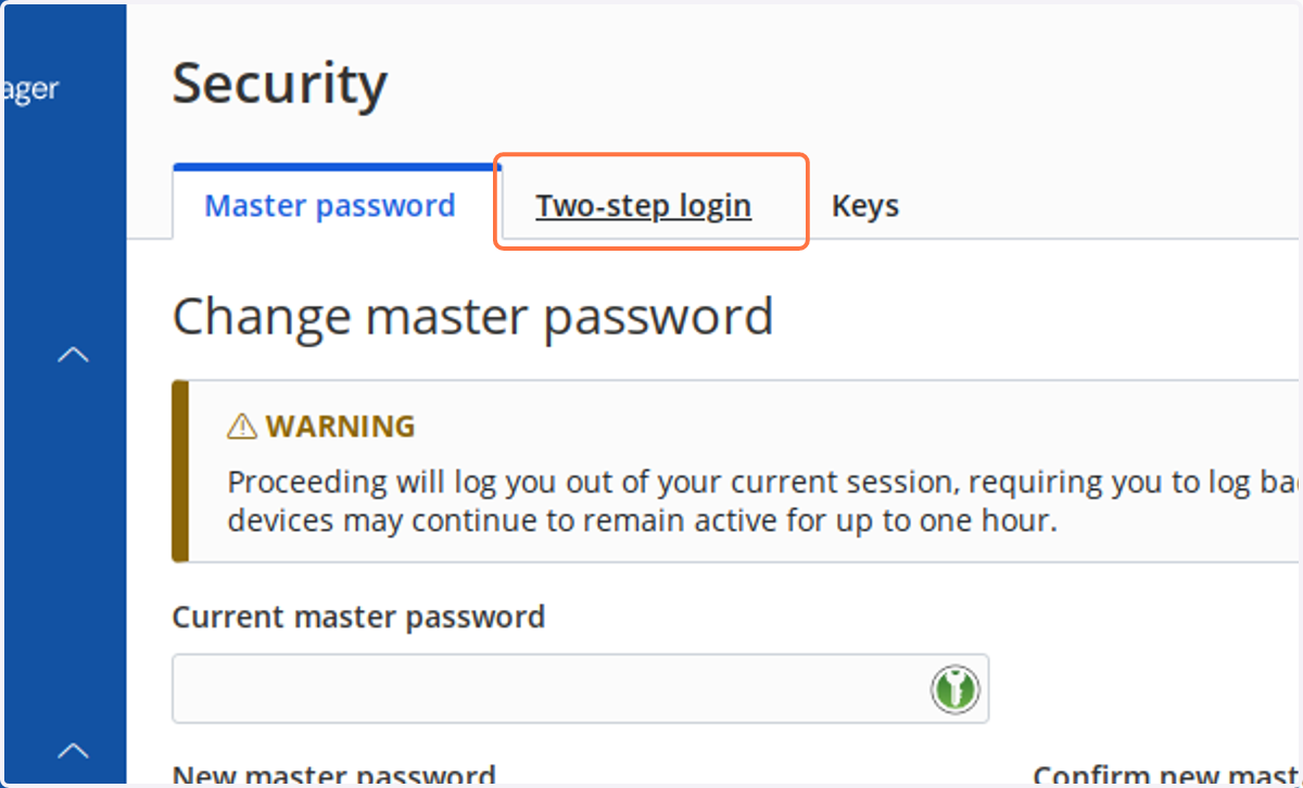 Click on Two-step login