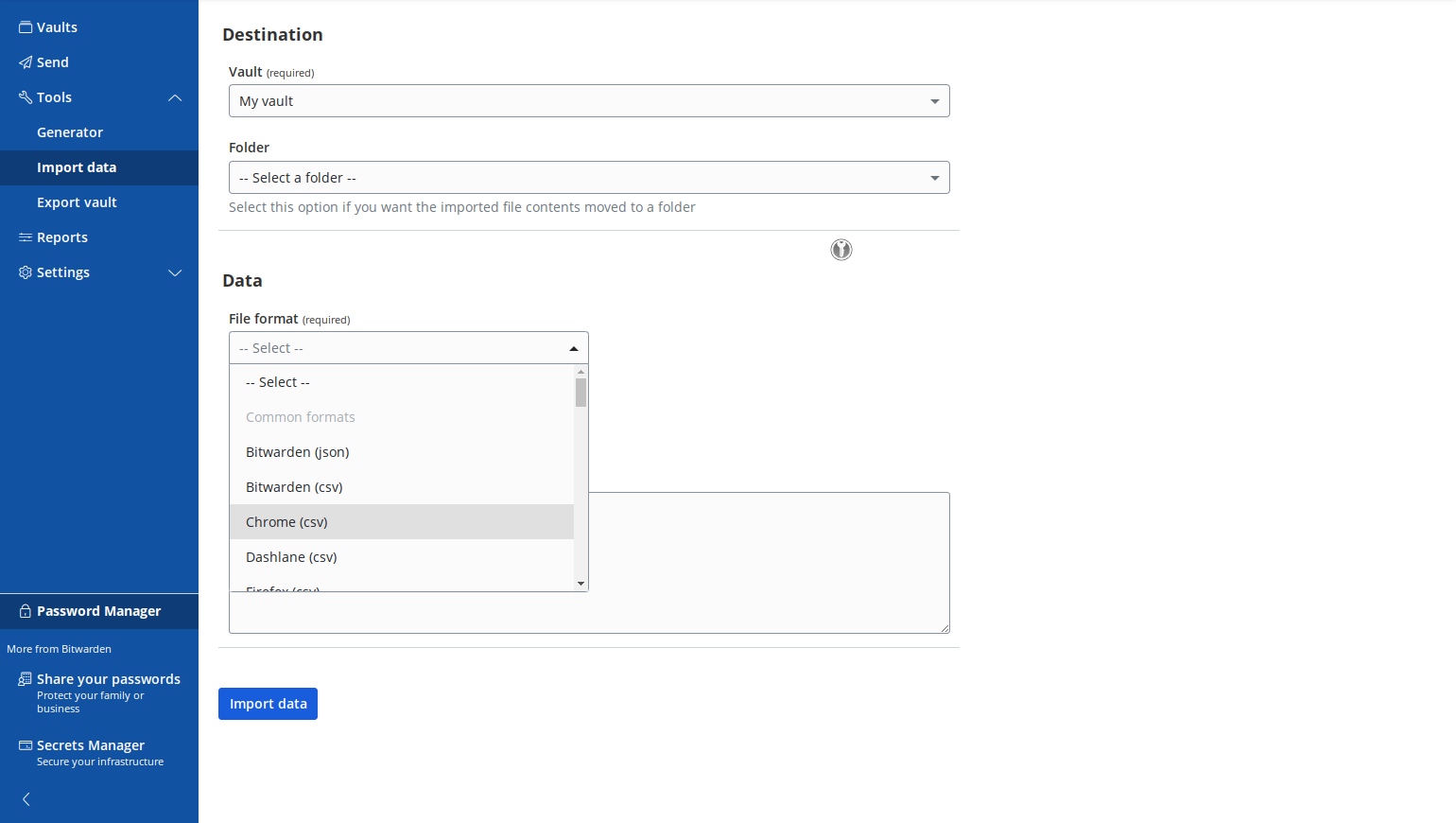 Click on Chrome (csv)