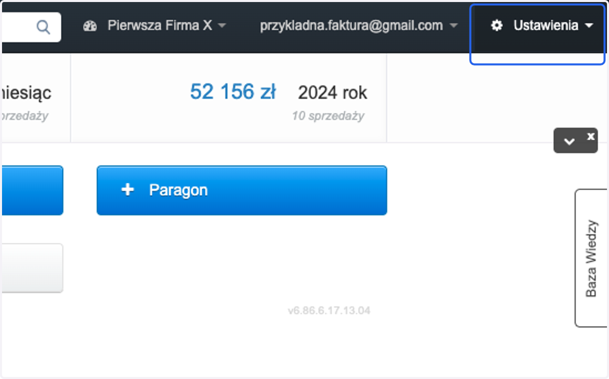 Chcąc ustawić domyślne imię i nazwisko wystawcy przejdź do zakładki > Ustawienia