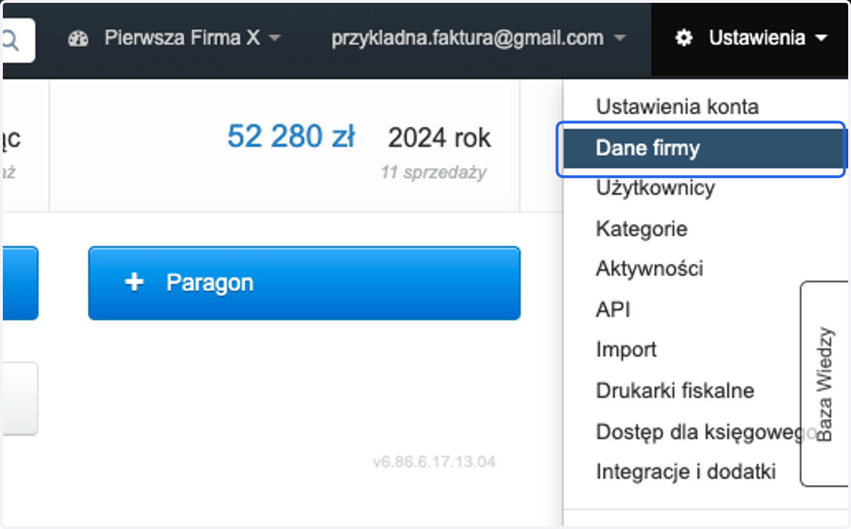 > Dane firmy >